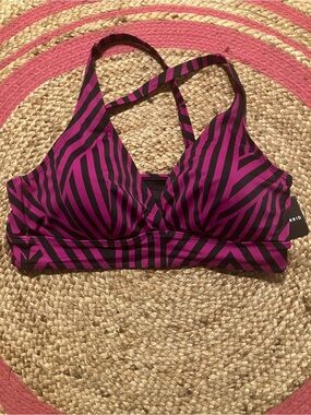 torrid Purple and Black Striped Swim Sports Bra